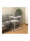 Rectangular Side Table Wooden with Wheels White M55xL35xH70cm