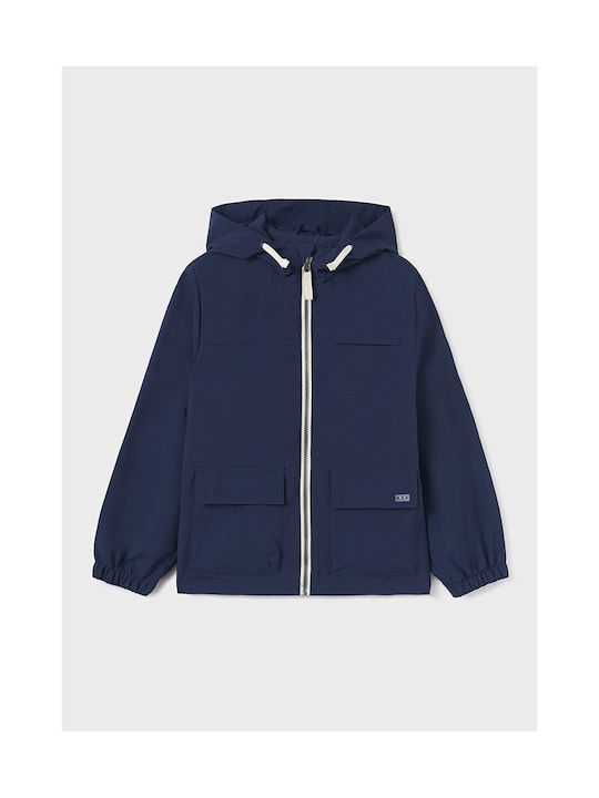 Mayoral Kids Casual Jacket short Windproof Hooded Navy Blue