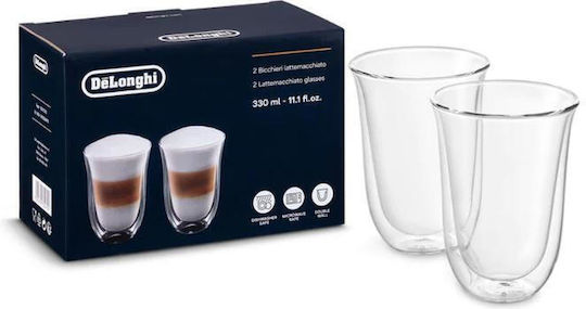 De'Longhi Σετ Ποτήρια Καφέ/Freddo από Γυαλί 330ml 2τμχ