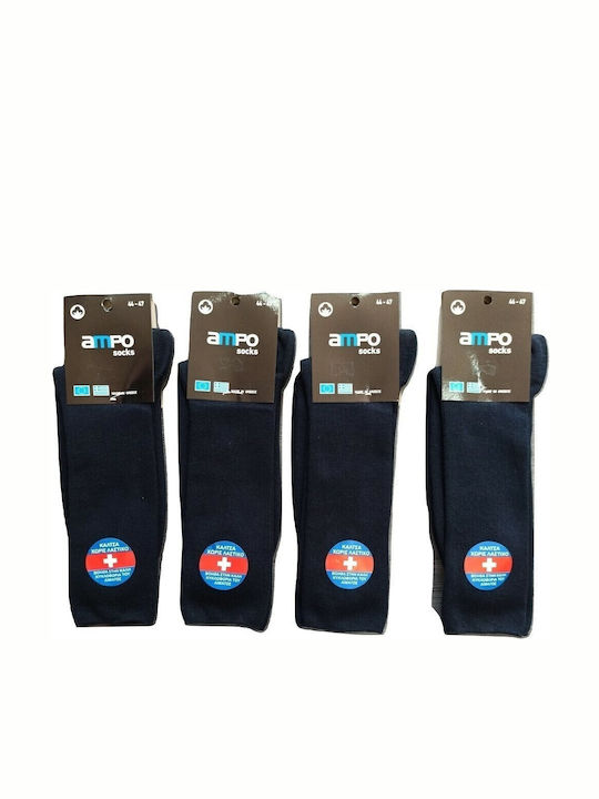 Ampo Socks 400 Ανδρικές Μονόχρωμες Κάλτσες Μπλε 4Pack
