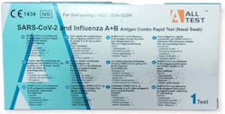 All Test SARS-Cov-2 & Influenza A+B Автодиагностичен Тест Бързо Откриване Антигени с Носна Проба 400бр