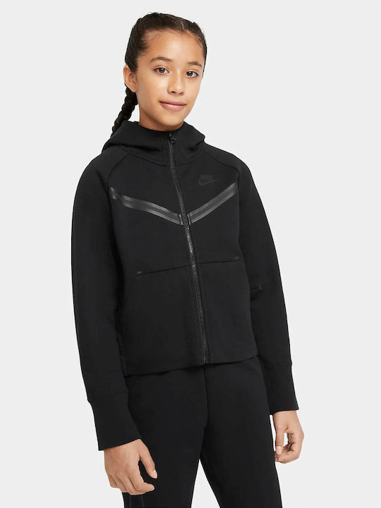 Nike Παιδική Ζακέτα Fleece με Κουκούλα Μαύρη