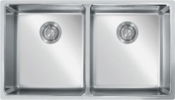 KL Sinks 1219400 Υποκαθήμενος Νεροχύτης Inox Σατινέ Μ86xΠ49cm Ασημί