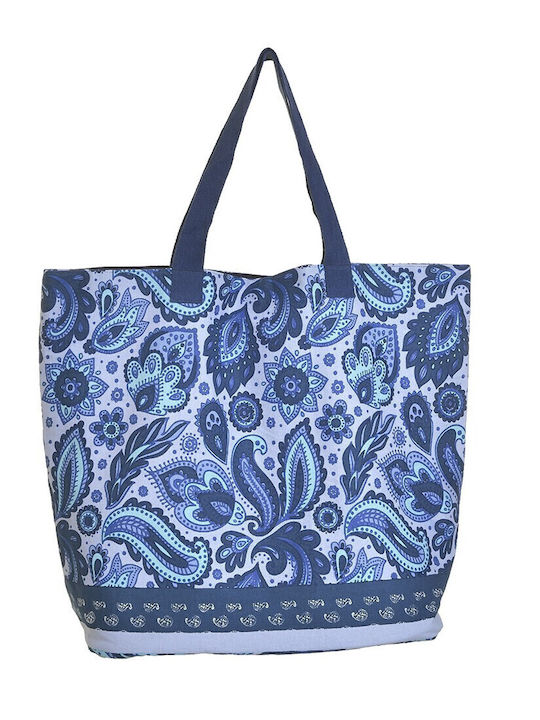 Inart Fabric Beach Bag with Wallet Blue