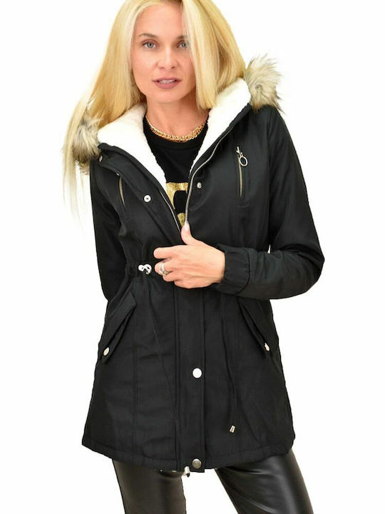 Potre 12985 Women's Short Puffer Jacket for Winter with Hood Black 211744071