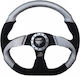 Simoni Racing Autolenkrad Χ2 33 Leder Drei-Speichen Silber/Schwarz