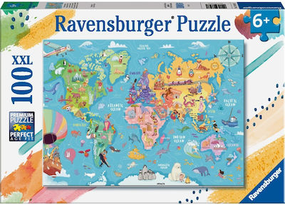 Παιδικό Puzzle Παγκόσμιος Χάρτης 100pcs για 6+ Ετών Ravensburger