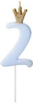 PartyDeco Birthday Candle Number "2" in Light Blue Color SCU6-2-001J