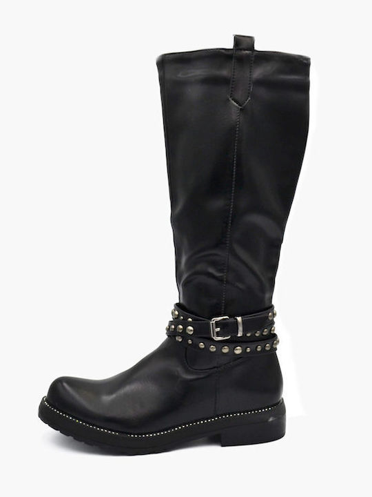 Joya Riding Boots with Zipper Black