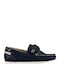 Boys Anatomic Leather Moccasins with Velcro Navy Blue