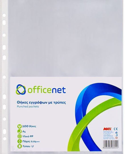 Officenet Πλαστικές Ζελατίνες για Έγγραφα Τύπου "Π" A4 με Τρύπες 100τμχ