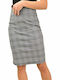 Potre Pencil High Waist Midi Skirt Checked in Gray color