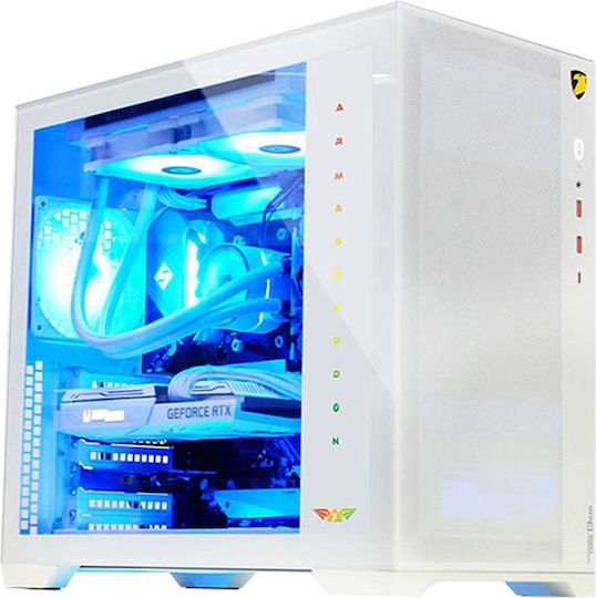 Armaggeddon Tessaraxx Core 13 Air Gaming Full Tower Κουτί Υπολογιστή με Πλαϊνό Παράθυρο και RGB Φωτισμό Λευκό