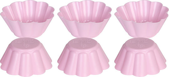 Keskor Φόρμα Ζαχαροπλαστικής για Cupcakes/Muffins από Σιλικόνη 7x7x3.5εκ. Ροζ 6τμχ