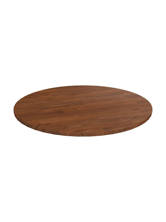 vidaXL Round Solid Wood Table Surface Σκούρο Καφέ 60x60cm