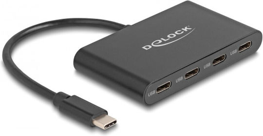 DeLock USB-Hub 4 Anschlüsse USB 3.2 mit USB-C Anschluss Grau