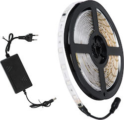 GloboStar Waterproof LED Strip Power Supply 12V with Red Light Length 5m and 30 LEDs per Meter with Power Supply SMD5050