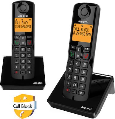 Alcatel S280 EWE DUO Cordless Phone (2-Pack) with Speaker Black