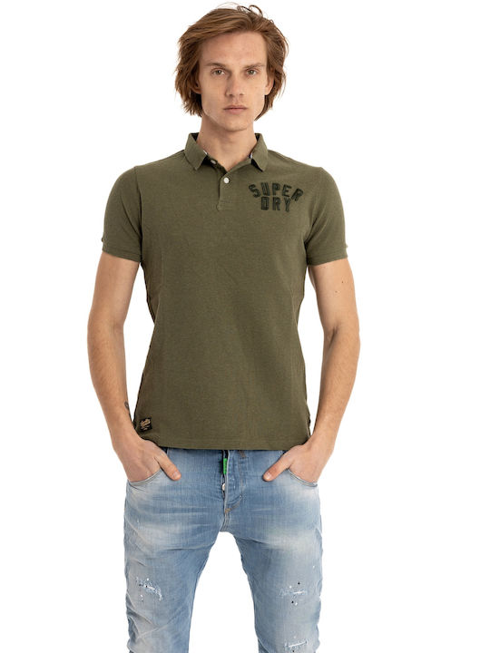 Superdry Ανδρικό T-shirt Polo Χακί