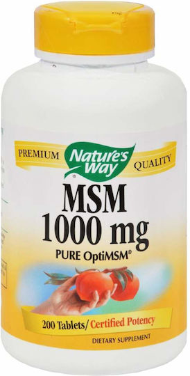 Nature's Way MSM Pure OptiMSM 1000mg Добавка за Здравето на Ставите и Костите 200 Таблетки