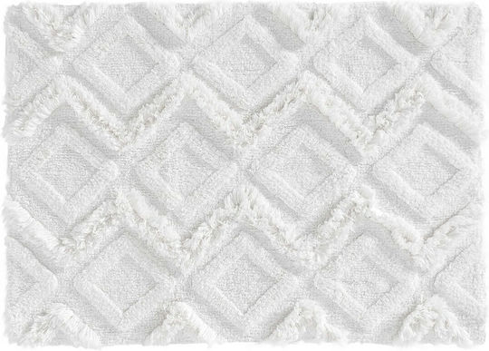 Douceur d'Intérieur Badematte Baumwolle Rechteckig Jacquard Ikatis 1801625 White 50x80cm