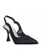 BEATRIS B783 BLACK SLINGBACK PUMPS SATIN