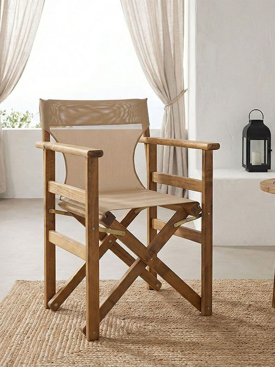 Director's Chair Wooden Retto Walnut / Brown Open 61x51x86cm