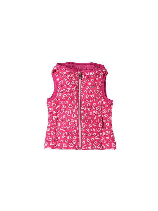 iDO Girls Casual Jacket Fuchsia Sleeveless with Ηood 4