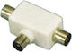 Tele Μετατροπέας Coaxial male σε Coaxial 2x female Λευκό 1τμχ DK-250