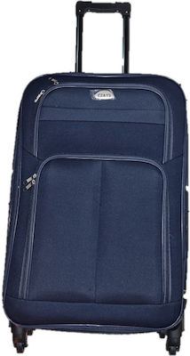 Ormi QR701 Large Travel Suitcase Fabric Blue with 4 Wheels Height 70cm.