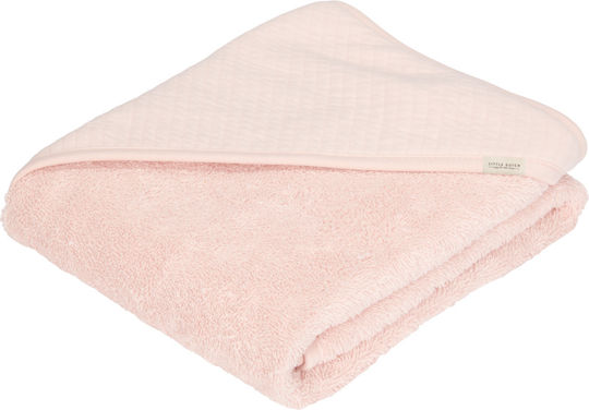 Little Dutch Βρεφική Κάπα-Μπουρνούζι με Κουκούλα Pure Soft Pink 75x75εκ.
