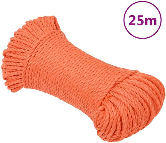 vidaXL Rope with Diameter 6mm and Length 25m Work Rope Orange 6mm 25m made of Polypropylene