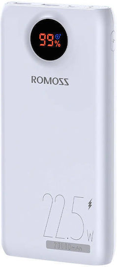Romoss SW20PF Power Bank 20000mAh 22.5W με 2 Θύρες USB-A και Θύρα USB-C Power Delivery Λευκό
