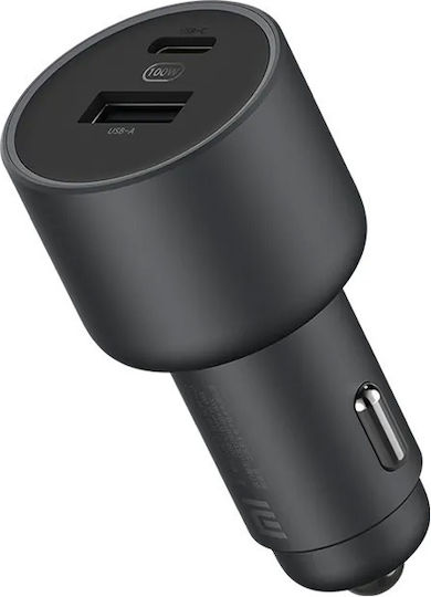 Xiaomi Зарядно за кола 100W Бързо Зареждане с Портове: 1xUSB 1xType-C Черен Цвят
