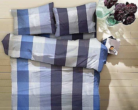 Isadore Lorraine Duvet Cover Set Cotton Satin Queen with 2 Pillowcases 235x265 Ani Blue