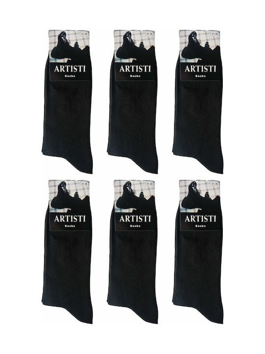 Artisti Italiani Men's Plain Socks Black 6 Pack