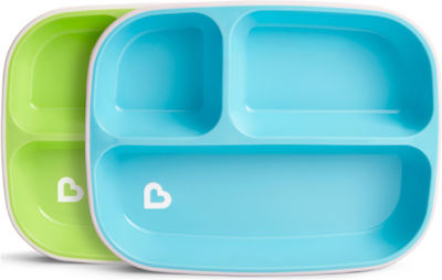 Munchkin Splash Toddler Divided Plates Παιδικό Πιάτο Φαγητού από Πλαστικό Light Blue/Light Green 2τμχ