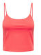 Only Women's Summer Crop Top Cotton with Straps Hot Coral