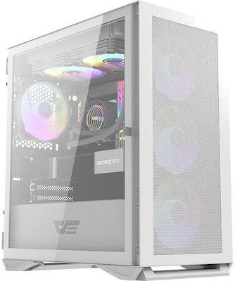 Darkflash DLM200 Гейминг Midi Tower Компютърна кутия със странично прозорче Бял