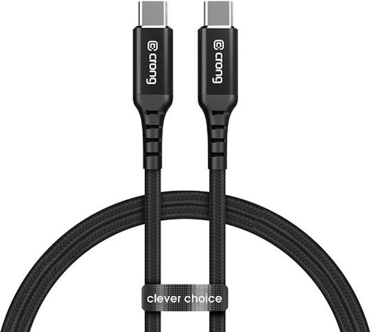 Crong Armor Link Cablu USB 2.0 Braided USB-C Masculin - USB-C 100W PD Negru 1.2m CRG-AL120USCC-BLK