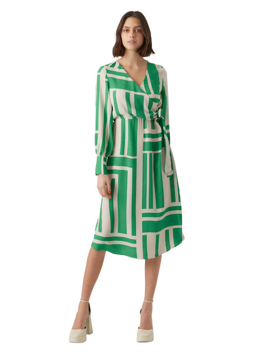Vero Moda Midi All Day Φόρεμα Κρουαζέ Πράσινο