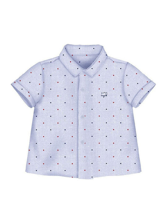 Mayoral Kinder Polka Dot Hemd Kurzarm Hellblau