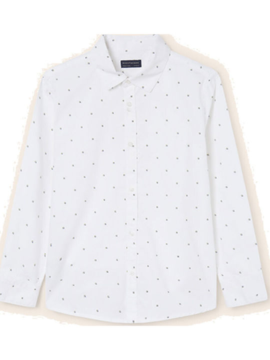 Mayoral Kinder Polka Dot Hemd Langarm Weiß