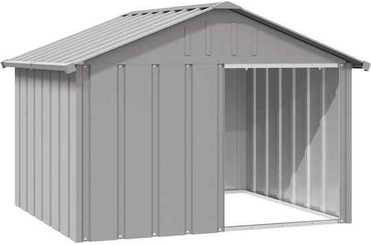 vidaXL Căsuță pentru Câine Metalic Pentru Exterior Gri 116.5x103x81.5cm