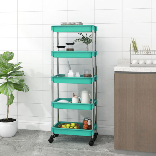 vidaXL Металик Кухненско Тролей 5 Позиции Зелен 40x22x116см