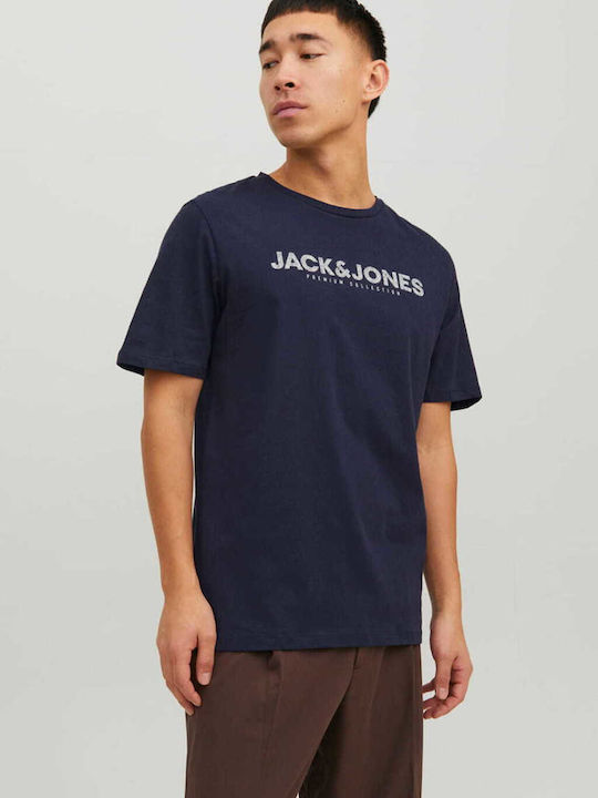 Jack & Jones Ανδρικό T-shirt Navy Μπλε με Λογότυπο