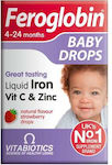 Vitabiotics Feroglobin Baby Drops Fier lichid Vit C & Zinc 4-24 luni Căpșună