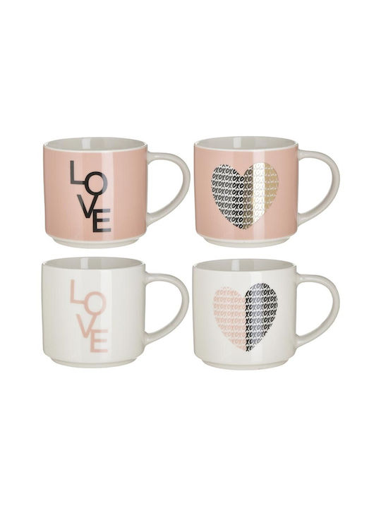 Click Love Mug Ceramic Multicolored 400ml 4pcs