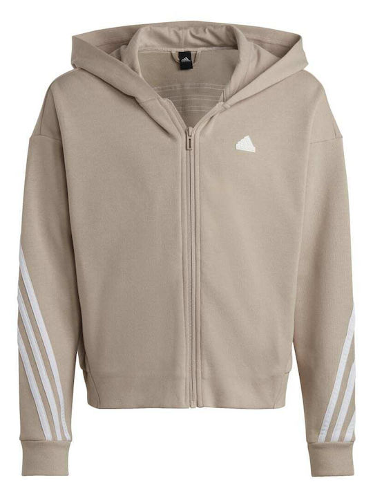 Kids Sweatshirt Cardigan with Hood and Pockets Beige