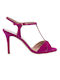 Mourtzi Suede Women's Sandals with Ankle Strap Fuchsia